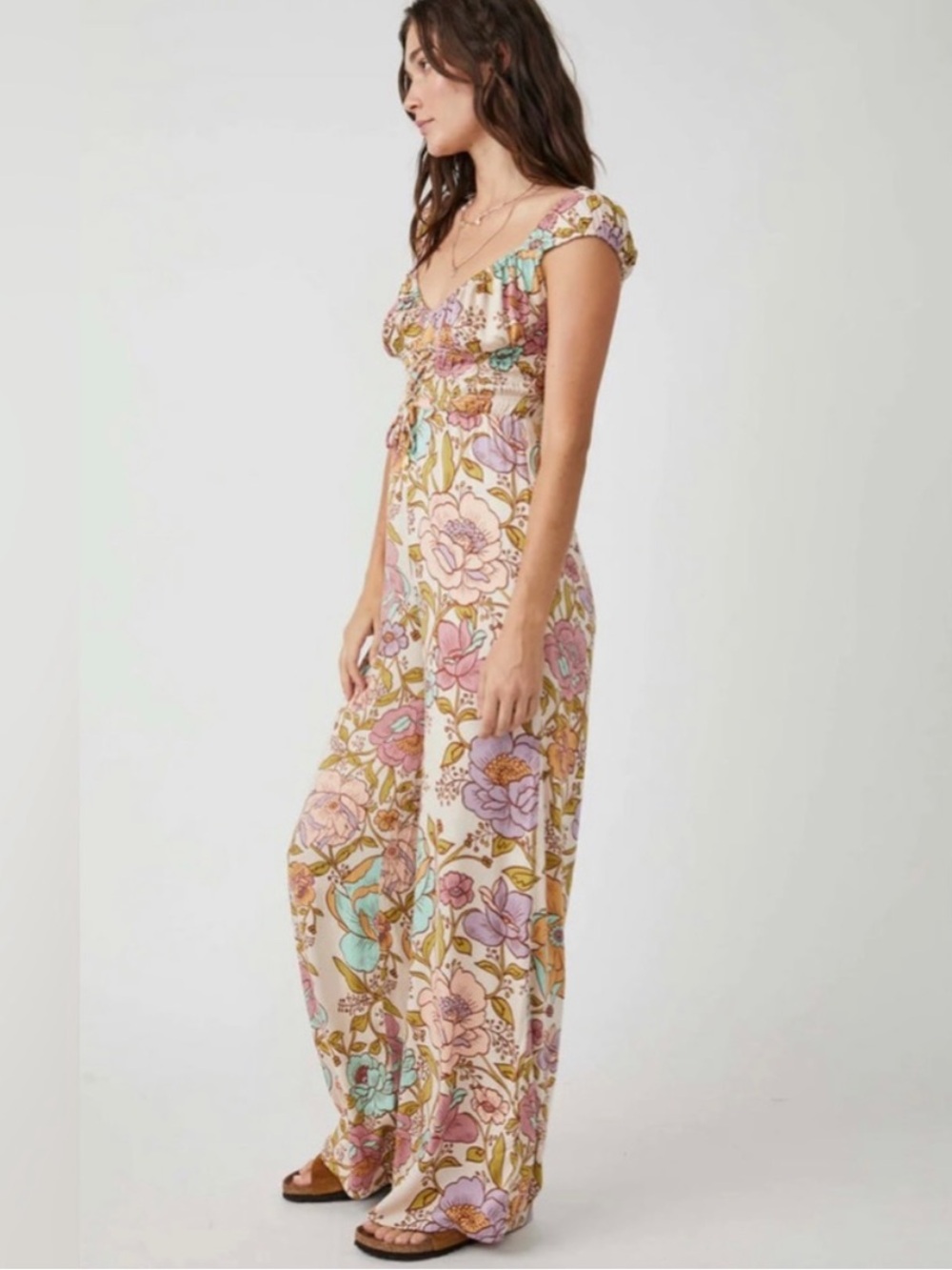 Free People Rolling Hills Wide Leg Floral Jumpsuit - Picture 2 of 8